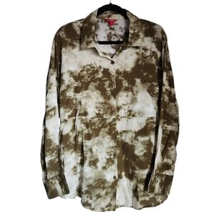 Guess Women's Green Tie Dye Button Up